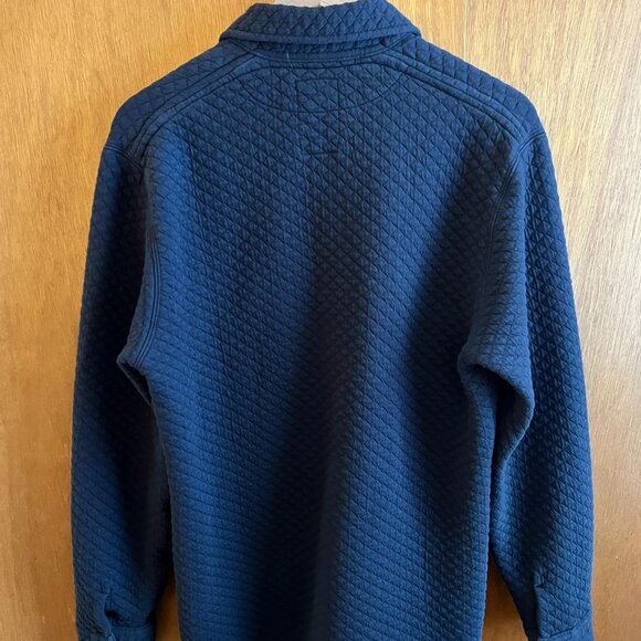 Navy Bubble Knit Shirt - Relwen - Long Sleeve Button Up - Men's Medium - Picture 3 of 8